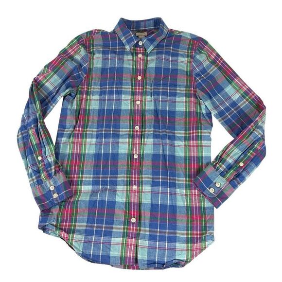 J. Crew Collared Button Front Plaid Top size Small - Picture 4 of 7